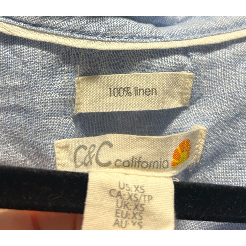 C&C California Linen Blue Chambray Shirt Dress | Size XS - Picture 6 of 6